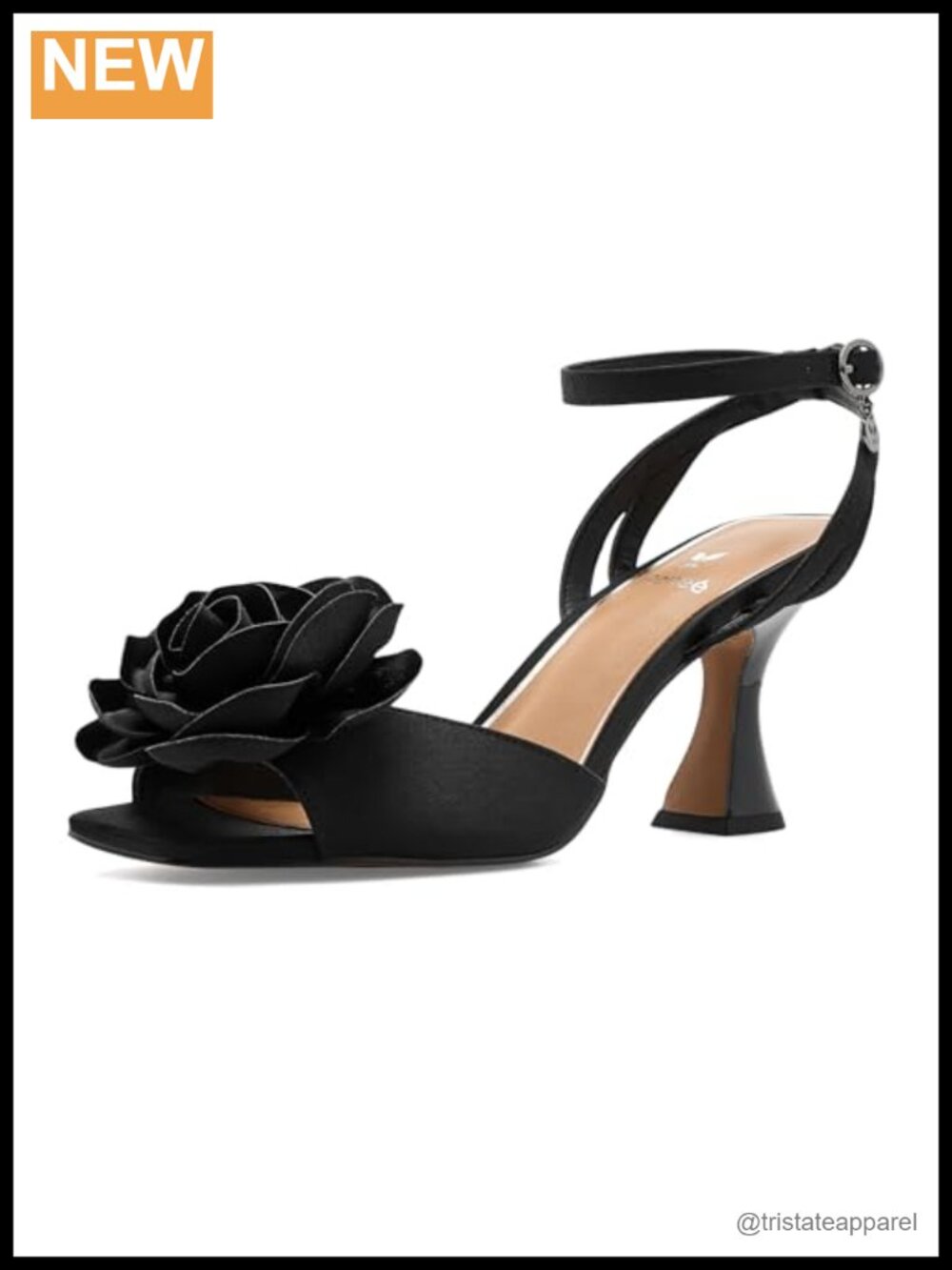 Satin Ankle Strap Heeled Sandals Square Toe Memory Foam Dress